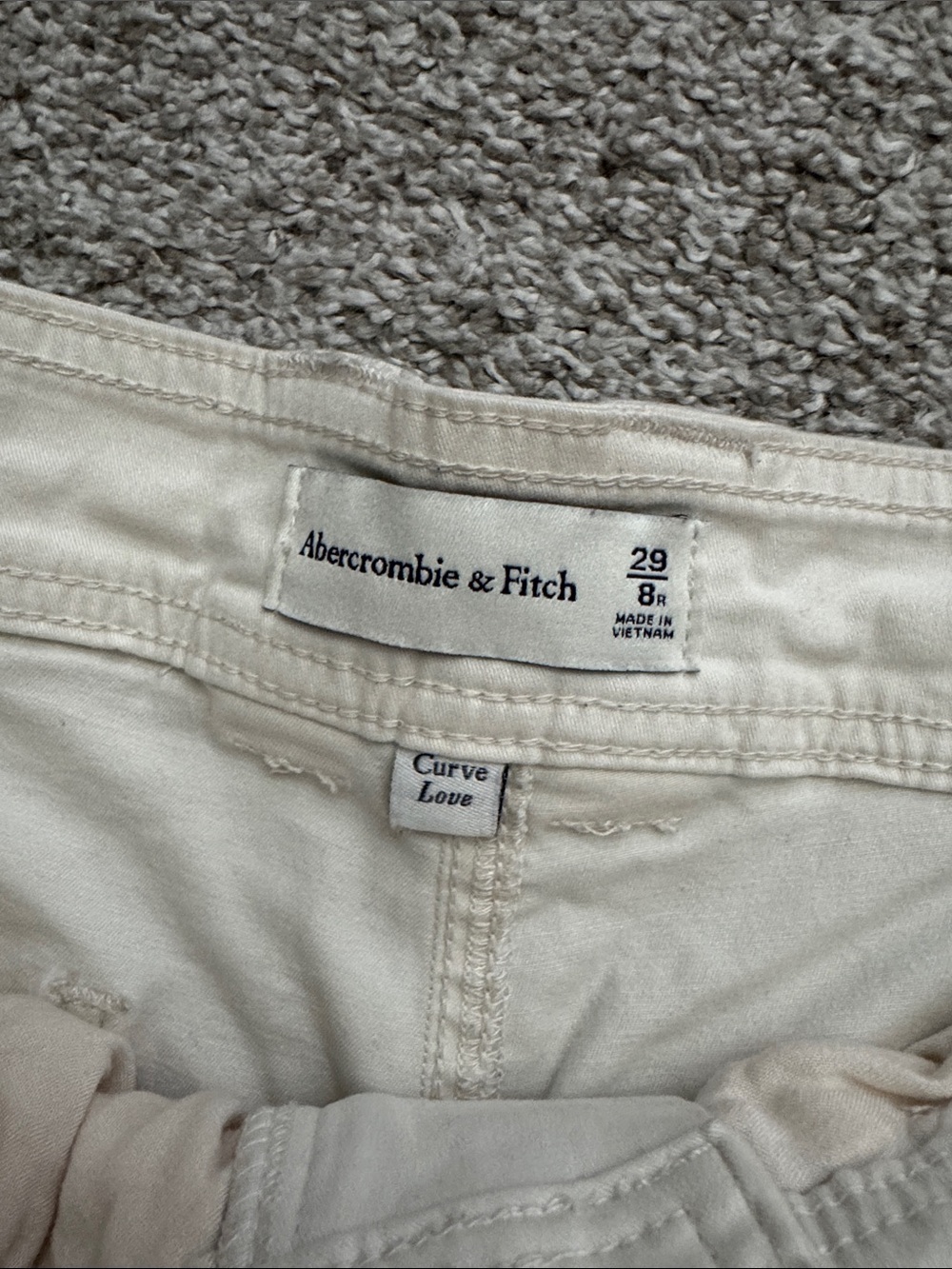 Abercrombie & Fitch Cream Curve Love Cargo Pants - Picture 4 of 6